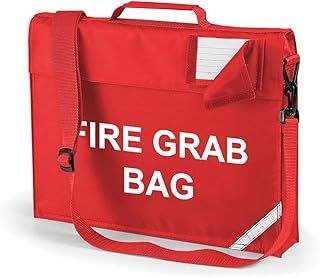 School Evacuation Fire Grab Bag - Printed Red Emergency Documents Shoulder Strap Bag