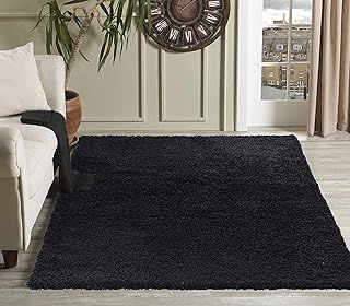 Living Room Shaggy Area Rugs, Polypropylene, Black, 120x170cm(4'x5'6)