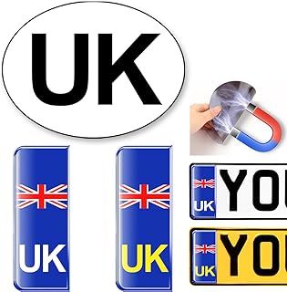 UK Car Stickers for Europe 2 Pack,UK Number Plate Stickers for Europe 4D Gel Drip Adhesive Stickers,GB Car Stickers for Europe-UK Stickers for Car Europe,A Perfect 4D Number Plates Stickers Gifts