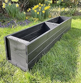 RUDDINGS WOOD Large Long Wooden Planter Trough Garden Outdoor Flower Pot Boxes Plant Container Charcoal Black 120 cm Fully Assembled