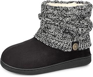 FamilyFairy Women's Woolen Yarn Knit Bootie Slippers Cute Plush Fleece Memory Foam House Shoes