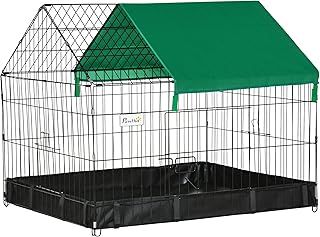 PawHut Rabbit Cage Guinea Pig Playpen Small Animal House for Kitties Puppies, w/Water Proof Oxford Roof Floor 90 x 75 x 75 cm