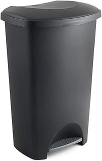 Addis Plastic Family Kitchen Utility Bin, 50 Litre, New Black with Silver Pedal