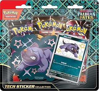 Pokémon TCG: Scarlet & Violet—Paldean Fates Tech Sticker Collection – Maschiff (1 Foil Promo Card & 3 Booster Packs)