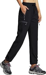 Libin Women's Hiking Trousers Waterproof Quick Dry Walking Pants Outdoor Elastic Waist Camping Travel Safari Rain with Zipper Pockets