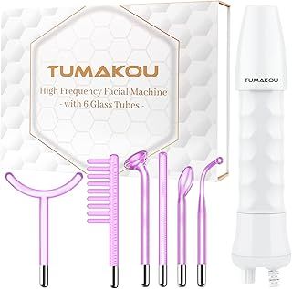 High Frequency Wand - TUMAKOU 6 IN1 Portable Argon High Frequency Facial Skin Tightening Machine - Purple Light Therapy Electrode Face Device for Acne,Wrinkle,Hair - with Different 6 Glass Tubes