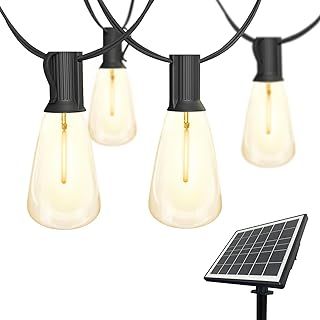 SUNTHIN 100FT Solar Festoon Light Outdoor,48+1 LED String Lights Garden with ST38 Shatterproof Globe Bulbs, Waterproof Solar Fairy Lights for Patio, Garden, Terrace, Backyard, Balcony, Party