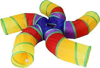 Bemodst Rainbow Cat Tunnel - 5-Way Pet Tunnel, Interactive Cat Play Tent & Maze House, Collapsible for Cats, Rabbits, Hamsters, Puppies & More