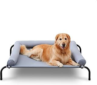 TJSOULER Outdoor with Removable Bloster, Cooling Raised Dog Bed for Medium Dogs, Breathable Washable Mesh, Elevated Dog Bed for Home and Garden L,Grey