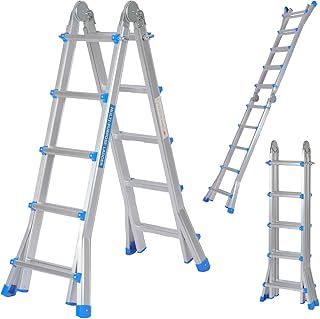 Aluminium Telescopic Multi Purpose Foldable Combination Step Ladder System 5 Steps RUNGS, 5 Metres Extension Ladder with Non-slip Steps 338473