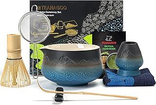 TEANAGOO Matcha Whisk, 7 Pcs Ceramic Matcha Set, Matcha Kit for Ceremony, Matcha Tea Set for Making Breakfast/Latte, Matcha Whisk Set and Bowl with All Accessories, Gift for Matcha Lover