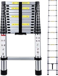 Telescopic Ladder 3.8M/12.5FT Multi-Purpose Aluminium Extendable ladders Adjustable Height Loft Ladder Portable Sturdy Folding Ladder for Replace Window Roof Repair
