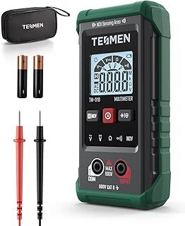 TESMEN TM-510 Digital Multimeter, 4000 Counts, Smart measurement, Auto-Ranging Voltage Tester; Voltmeter with Non-Contact Voltage Function, Measures AC/DC Voltage, Resistance, Continuity – Green