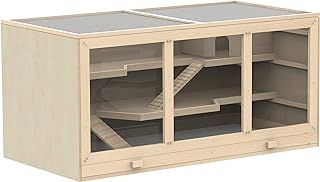 PawHut Wooden Large Hamster Cage Syrian Hamster Mouse Rats Mice Rodent Small Animals Hutch Exercise Play House Pen 115L x 57W x 55H(cm)