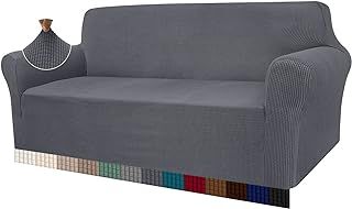 Granbest High Stretch Sofa Covers 3 Seater Super Soft Stylish Couch Covers for Dogs Pets Cats Jacquard Spandex Non Slip Sofa Slipcover for Living Room Furniture Protector (3 Seater, Gray)