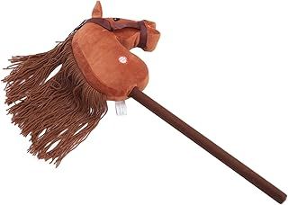 70cm Height Plush Horse Stick Toy Cute Expression 2 Sound Effect Outdoor Stuffed Stick Horse Stick Horse with Wood Wheels Hobby Horse Fur Real Horse Toys Stick Jumps (Deep Brown)