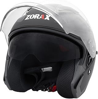 Zorax Matt Black M (57-58cm) ZOR-608 Tula Double Visor Open Face Motorbike Motorcycle Helmet ECE 2206 Approved