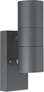 Kerry Dusk to Dawn Outdoor Wall Light, Up Down External Lamp, Outside Lighting Mains Powered Lantern, Anthracite Grey Stainless Steel IP44 Waterproof Luminaries for Front Door, Porch (Bulb Excl.)