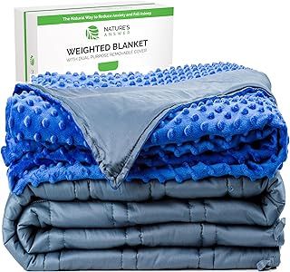 Nature's Answer Premium Weighted Blanket Adult 6.8kg, Weighted Blanket Single for Anxiety, Stress - Heavy Blanket Weighted Duvet Removable Cover, Reversible Cotton Shell Gravity Blanket (122x183cm)