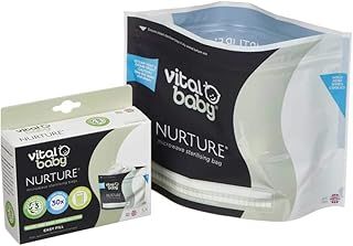 Vital Baby NURTURE Microwave Sterilising Bags - Reusable Sterilising Bags - Lightweight & Compact - Space Saving - No Chemicals - Sterilise Baby Bottles, Teats, Soothers & Accessories - 150 uses - 5pk