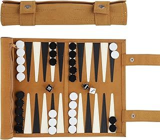 Travel Backgammon Set, Roll Up Backgammon Set with Traditional Tan Design, 15 Inch Portable Quality Backgammon Sets, Tactical Board Game Ideas, Two Versus Puzzle Game, Since 1795…