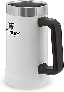 Stanley Adventure Vacuum Beer Stein 0.7L - Travel Mug Keeps Drinks Cold For 7 Hours - Stainless Steel Thermal Cup With Handle - Dishwasher Safe - Polar White
