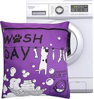Pet Laundry Bag 70 * 80cm for Washing Machine Petwear Wash Bag, Keep Your Washing Machine Free from Hair-Ideal for Dogs,Cats,Hamsters,Horses's Towels,Blankets,Toys(Purple)