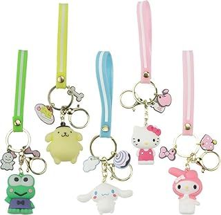 5 Pieces Anime Cartoon Keychain Set Keyring Cute Bag Cat Pendant Birthday Gift Cartoon Keychain Hanging Anime Kawaii Popularity Fashion Figure Toys For Kids Student Best Frirend Family Girls