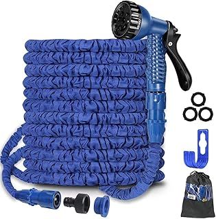 BABADU 100FT Expandable Garden Hose Pipe,Flexible Expanding Magic Hose with 3/4", 1/2" Fittings,Garden Hose with 7 Function Spray Nozzle
