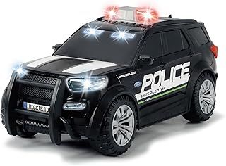 Dickie Toys 203714018 Ford Interceptor Police Freewheel Toy Car Light & Sound 25 cm 1:18 Scale US Version for Ages 3+, Blue