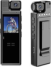 1080P Mini Body Camera, 180° Rotatable Lens, 6 Hours Video Recording, Motion Detection, Night Vision, Wearable Sports Camera for Cycling, Law Enforcement, Security
