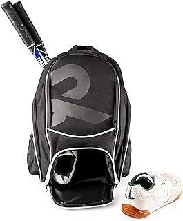 Raquex Racket Sports Backpack - for 1 Tennis or Padel Racquet, or 2 Squash or Badminton Racquets. Rucksack for Rackets + Shoes + Laptop + Water Bottle