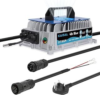 58.4V 18A Lithium Battery Charger, 48V(51.2V) LiFePO4 Battery Charger, IP67 Waterproof, 3-Stage Smart Charging for Golf Cart, Forklift, Electric Outboard, Boat, Solar, RV, Off-Grid