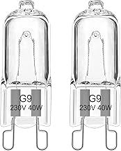 EASYIVY G9 Halogen Oven Bulb 40W 230V 300°C Heat Resistant for AEG/Neff/Zanussi/Smeg/Bosch Oven, Dimmable G9 Microwave Oven Cooker Bulb Applications, Warm White 2700K, 2-Pack
