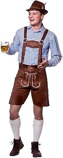 Wicked Costumes Mens Deluxe Authentic Lederhosen (Faux Suede) Fancy Dress Costume - X-Large