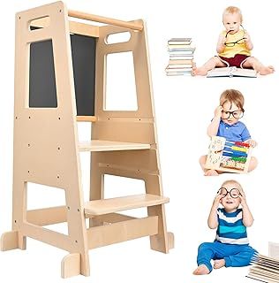 Kids Learning Tower, Kitchen Nursery Step Stool for Kids Adjustable Toddler Step High Chair with Safety Rail for Learning, Easy to Assemble for Countertop Bathroom