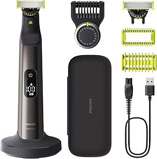 Philips OneBlade Pro 360 Authentic Face & Body Electric Beard Trimmer, Shaver and Bodygroomer, 2X 360 Blades, 1x 14-Length Comb, 1x Body Kit, 1x Charging Stand, 1x Travel Case, QP6652/30