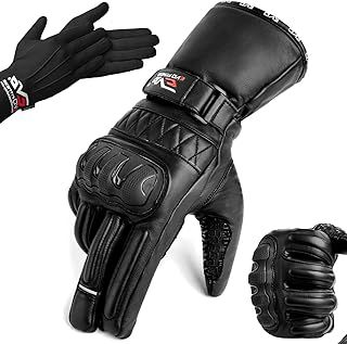 Motorbike Motorcycle With Winter inner Thermal Gloves Thinsulate 3M Hipora Carbon Shell Fiber Knuckle Smartphone Touch Compatible Windproof Waterproof Winter All Weather Thermal