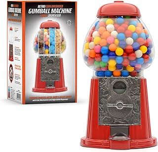 Large Gumball Machine Retro Sweet Dispenser Storage Piggy Bank Money Box Coin Operated Saver H28cm Red (Large Size 28 x 15.3 x 16.5cm)
