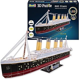 Revell 3D Puzzle 00154 RMS Titanic - LED Edition 266 Pieces, Highly Detailed, Stunning Light Effects, Over 87cm in length, Fun & Easy To Build, Multi-colou