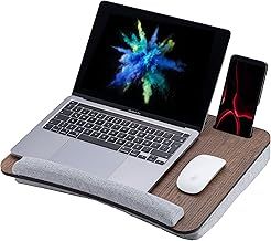 Vigo Wood Laptop Tray for Bed, Lap Desk for Laptop, Laptop Stand for Bed, Laptop Tray with Cushion, Portable Laptop lap tray for Home Office Fits up to 16'' Tablet and Phone Holder