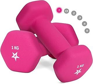 Yes4All Hex Neoprene Weights Dumbbells Set Pair (1 kg to 7 kg) - Dumbbell Set, Hand Weights Set for Women Men, Home Gym Workout