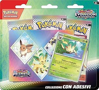 Pokémon TCG: Leafeon Scarlet and Violet Expansion Sticker Collection - Prismatic Evolutions (one Holographic Promo Card and Three Expansion Packs)