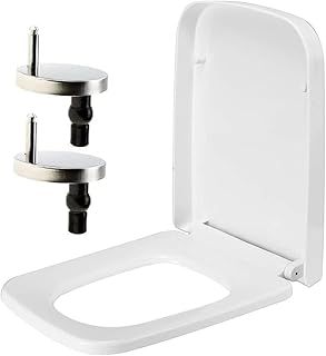 Rectangular Square Soft Close Toilet Seat Quick Release Standard Size Loo Seat Premium UF Material Easy Cleaning Easy Installation with Top Fixing & Adjustable Hinges Heavy Duty WC