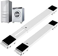 SOLEJAZZ Washing Machine Base with Brake, Movable Adjustable Base for Washer, Dryer, Refrigerator, Load 300kgs, White