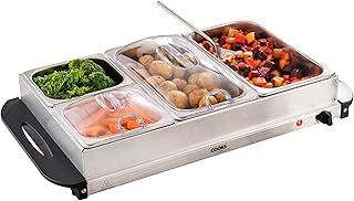 Cooks Professional 5-Section Buffet Warmer | 9.6 Litre Capacity with Hotplate Function | Adjustable Temperature Control Dial | 450W Electric Buffet Food Server | Black