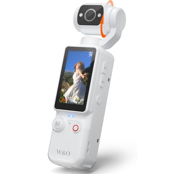 CGXUED Portable 2.5K Video Recorder with 180° Rotating Lens, Vlogging Camera,Pocket Body Camera with Audio & Video Recording, 7Hour Power, Handheld POV Cameras with 32GB Card (White)