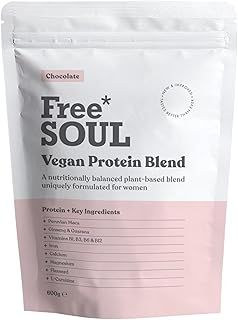 Free Soul Vegan Protein Powder | Formulated for Women | 600g | 20g Protein with Added Nutrients | Gluten & Soy Free Plant-Based Nutrition Shake | Pea & Hemp Isolate Protein | Chocolate Flavour