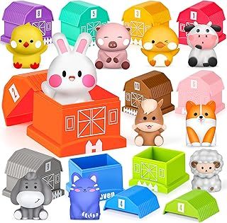 Joyreal Farm Animals Toys - Toddler Learning Montessori Stacking Educational Toys Plane Travel for Toddlers Gift for Girls Boys