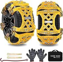 Yerbay Snow Chains Car Upgraded, 6PCS Universal SUV Tyre Anti-skid Snow Chains, Car Emergency Traction Adjustable Tyre Chains, for Ice, Snow and Slushy Roads (Tyre Width 165mm-265mm/6.5-10.4'')